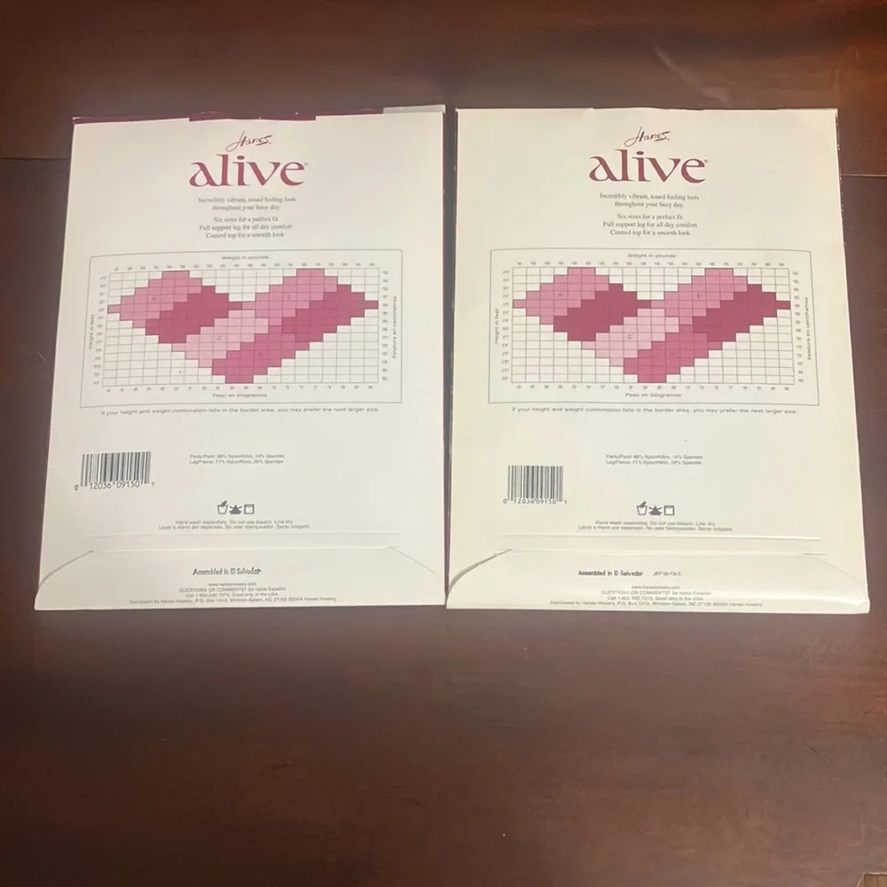 Set of 2 2004 Hanes Alive Full Support Pantyhose Style 810 Size A Little Color